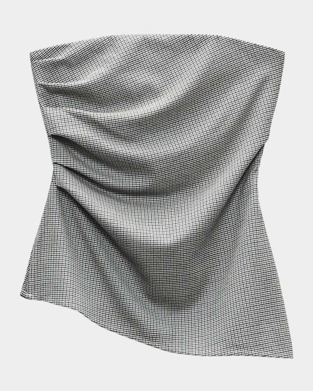 Genevieve Strapless Houndstooth Plaid Top